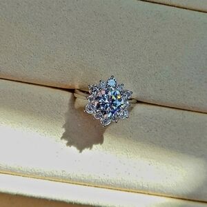 Platinum 2ct round moissanite ring with halo moissanite